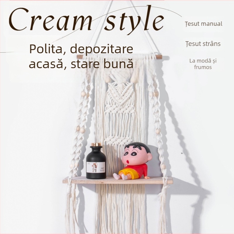 Raft de perete țesut Nordic, cu trei etaje