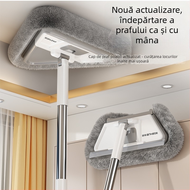 Mop pliabil cu țesătură catifelată pentru îndepărtarea prafului, pentru uz casnic, potrivit pentru curățarea plăcilor, plafoanelor și pereților, precum și spălarea mașinii