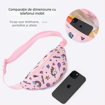 Geantă crossbody pentru copii cu unicorn – compactă, ușoară, spațioasă pentru călătorii