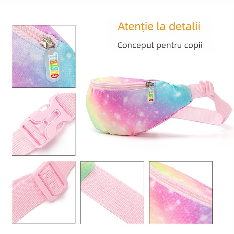 Geantă crossbody pentru copii cu imprimeu gradient colorat, din Oxford, ușoară pentru fetițe