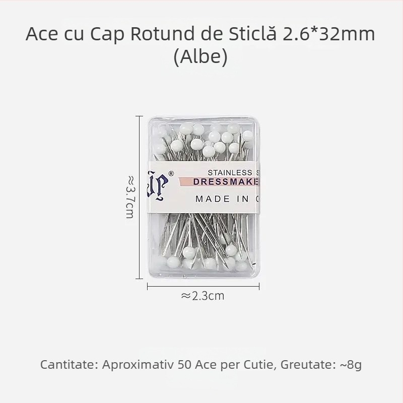 Acele de cusut cu capete mari, perle colorate pentru poziționare și modelare a hainelor