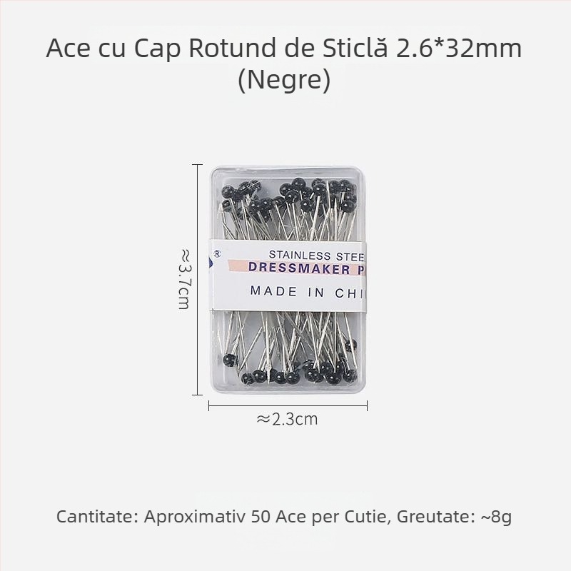 Acele de cusut cu capete mari, perle colorate pentru poziționare și modelare a hainelor