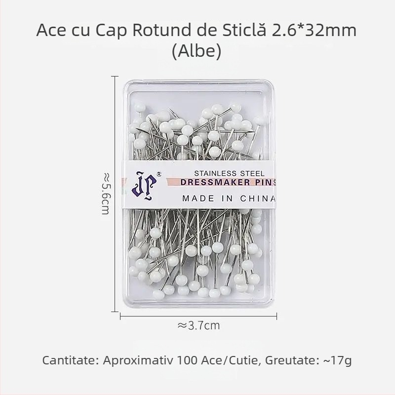 Acele de cusut cu capete mari, perle colorate pentru poziționare și modelare a hainelor