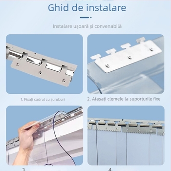 Draperie transparentă pentru ușă din PVC, protecție împotriva vântului pe tot timpul anului și separator pentru aer condiționat — perdea moale pentru uși de casă și comerciale