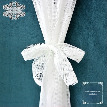 Cortină de ușă din dantelă, stil franțuzesc, dormitor romantic, model floral, voal transparent