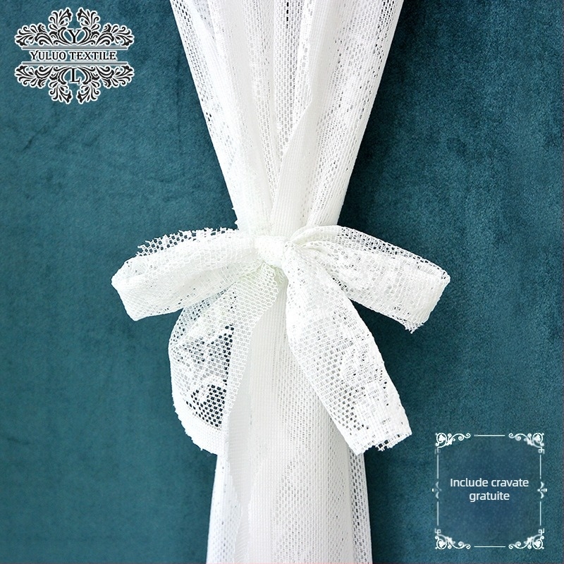 Cortină de ușă din dantelă, stil franțuzesc, dormitor romantic, model floral, voal transparent