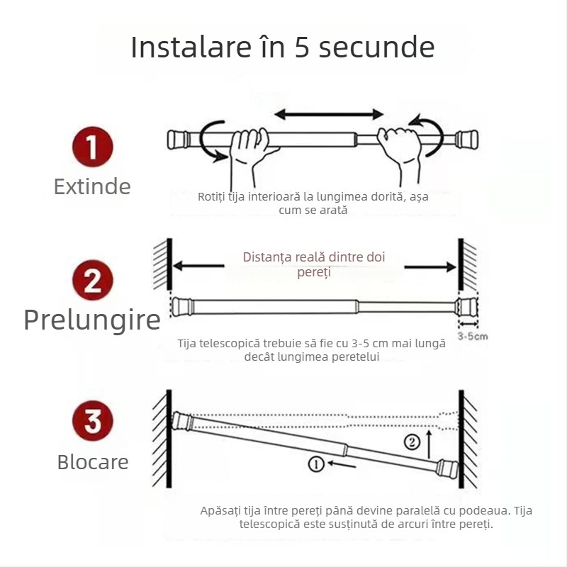 Cortină scurtă pentru ușă cu dantelă, cu tijă telescopică – perdea despărțitoare de jumătate de lungime pentru dormitor, bucătărie și baie