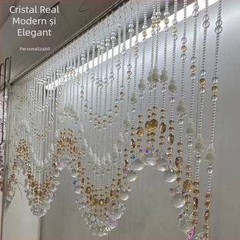 Perdea albă de mărgele din cristal, în formă de dovleac, pentru ușă – perdea de separare din cristal, cu aspect ondulat, pentru sufragerie și dormitor