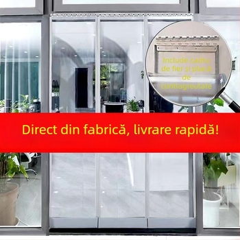 Curtină magnetică pentru ușă, PVC transparent, rezistentă la vânt și frig, separator pentru aer condiționat – utilizare comercială