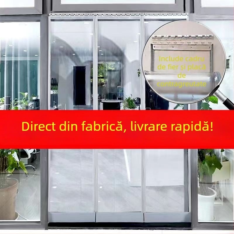 Curtină magnetică pentru ușă, PVC transparent, rezistentă la vânt și frig, separator pentru aer condiționat – utilizare comercială