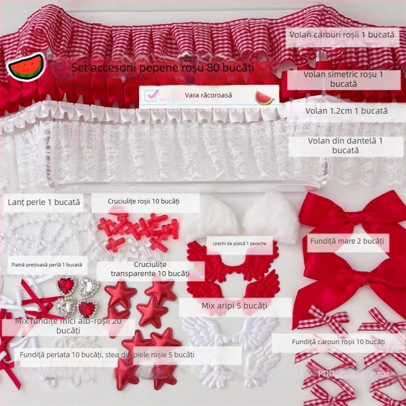 Set de accesorii din dantelă pentru DIY: decorațiuni pentru urechi, haine de păpui și suport pentru carduri – făcut manual