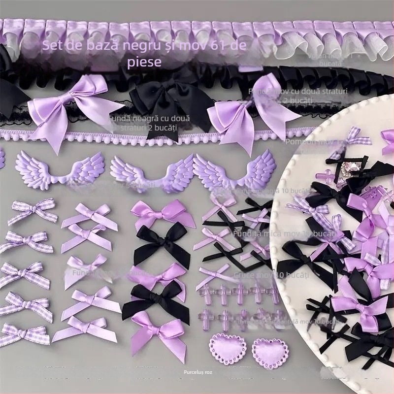 Set de accesorii din dantelă pentru DIY: decorațiuni pentru urechi, haine de păpui și suport pentru carduri – făcut manual