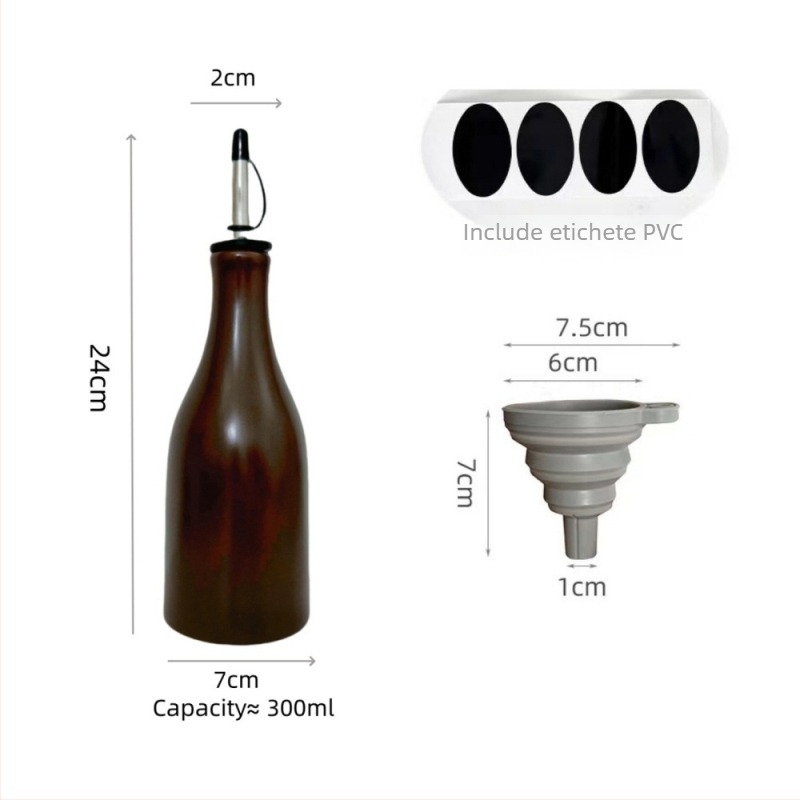 Hongcheng Ceramics recipient ceramic pentru ulei de bucătărie, etanș, dozator dual pentru sos și oțet