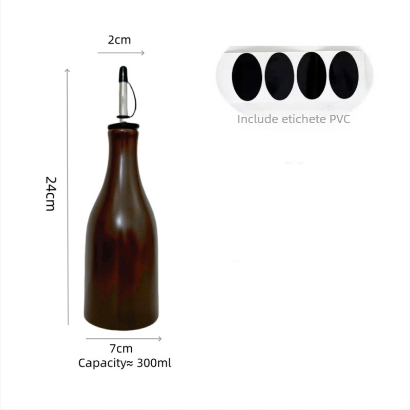 Hongcheng Ceramics recipient ceramic pentru ulei de bucătărie, etanș, dozator dual pentru sos și oțet