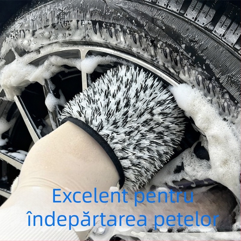 Mănuși pentru spălat mașini, cu față dublă din microfibră îngroșată, fibre ultra-fine, velur coral pentru îndepărtarea prafului