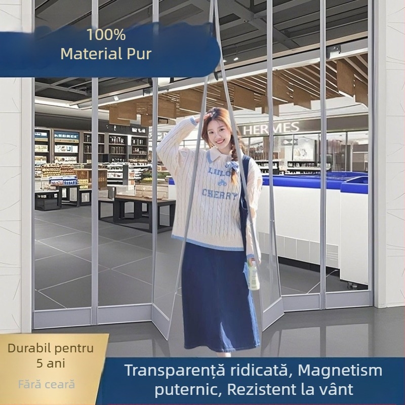 Cortină transparentă magnetică pentru ușă din PVC