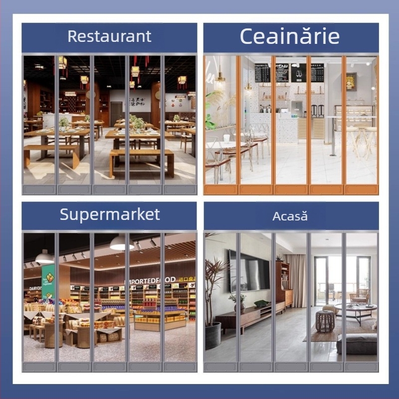 Cortină transparentă magnetică pentru ușă din PVC