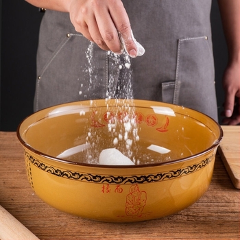 Bol ceramic mare pentru aluat, cu capac, suprafață antiaderentă, stil vintage