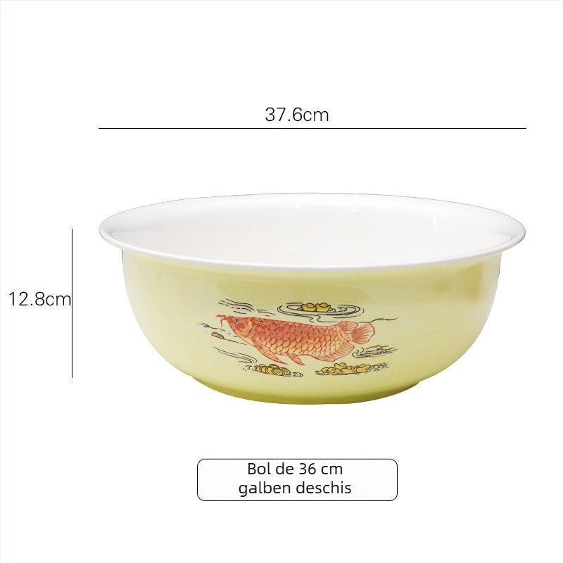 Bol ceramic mare pentru aluat, cu capac, suprafață antiaderentă, stil vintage