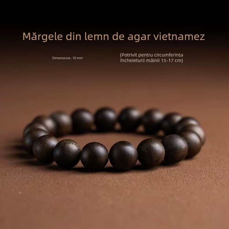 Brățară din agarwood cu mărgele, unisex