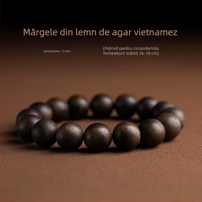 Brățară din agarwood cu mărgele, unisex