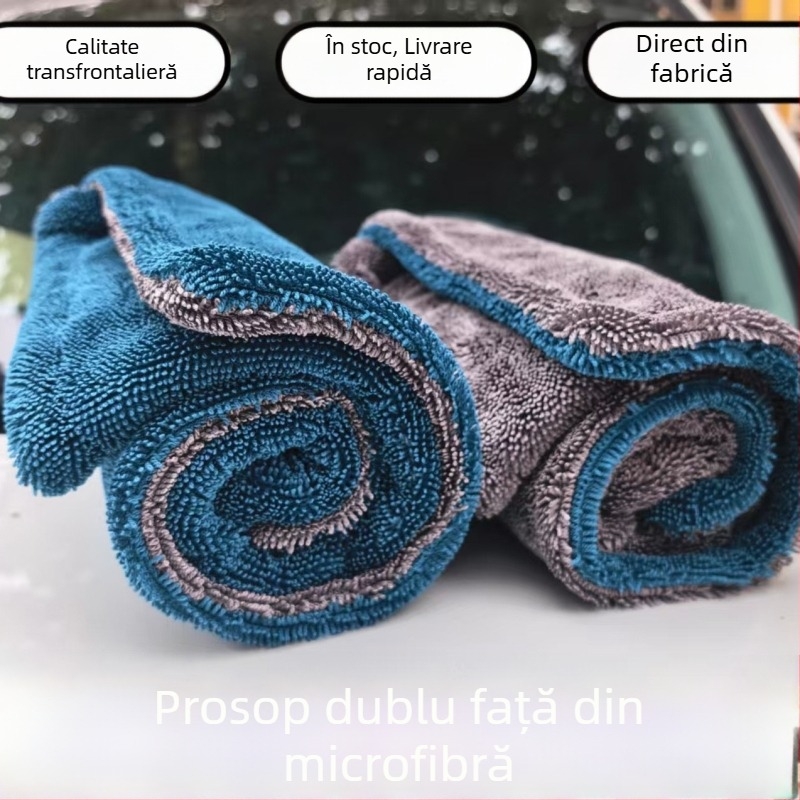 Prosop din microfibră pentru spălarea mașinii, cu două fețe, țesătură torsionată îngroșată, foarte absorbant