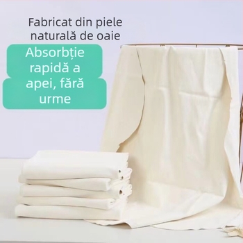 Cârpă din piele de miel suede natural pentru curățarea sticlei, 30×40 cm, absorbantă, uscare rapidă, fără urme de apă.