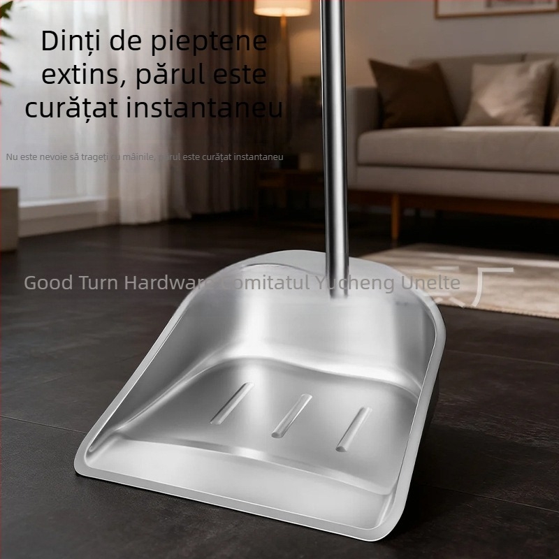 Set mătură din oțel inoxidabil gros cu paletă pentru gunoi – pentru interior și exterior