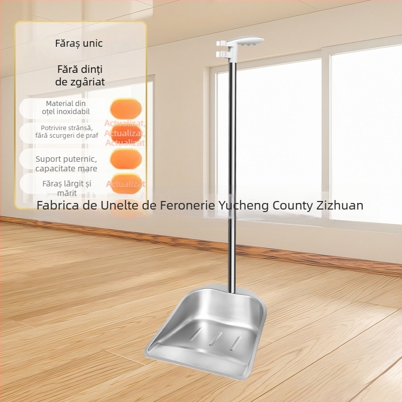 Set mătură din oțel inoxidabil gros cu paletă pentru gunoi – pentru interior și exterior