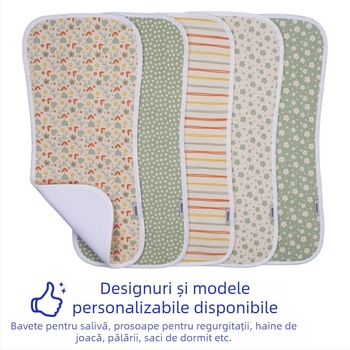 Prosop de salivă pentru bebeluți, prosop de eructare și de umăr, impermeabil, din bumbac 100%, pentru nou-născuți.
