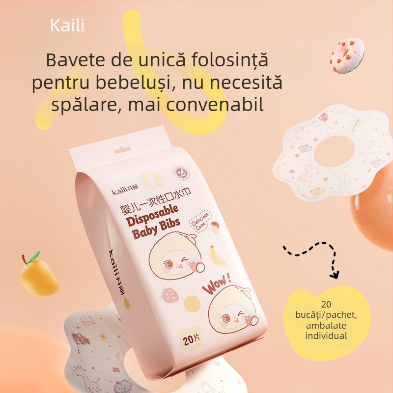Kaili Bib de unică folosință pentru bebeluși, impermeabil, anti-salivă, ambalaj individual