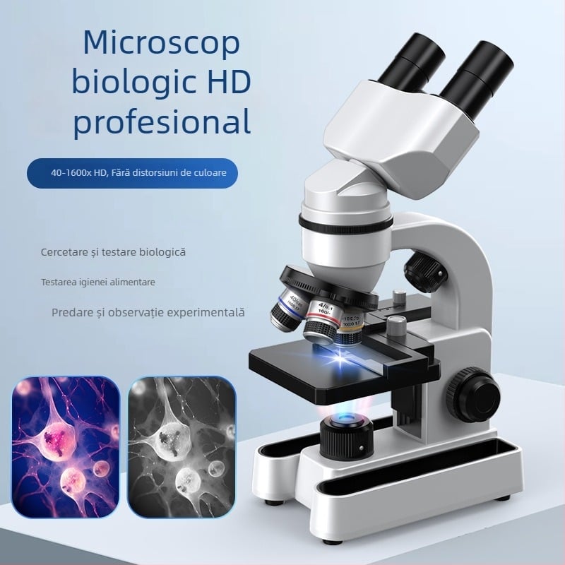 Microscop binoclu biologic pentru educație și cercetare, mărire 40–1600x