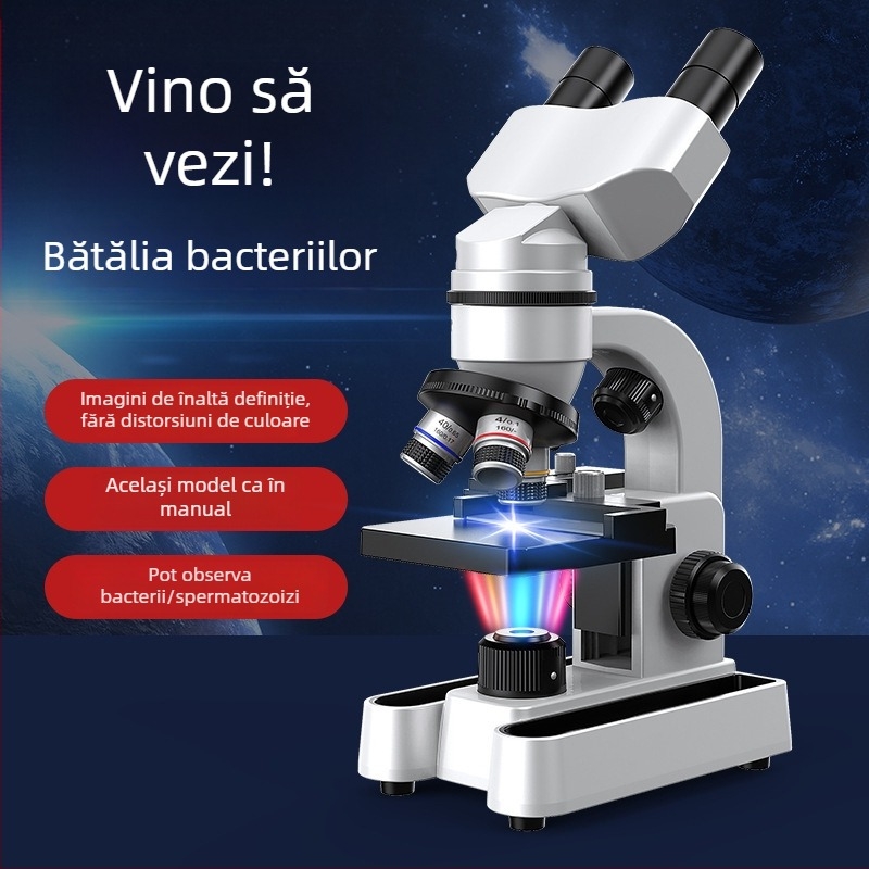Microscop binoclu biologic pentru educație și cercetare, mărire 40–1600x