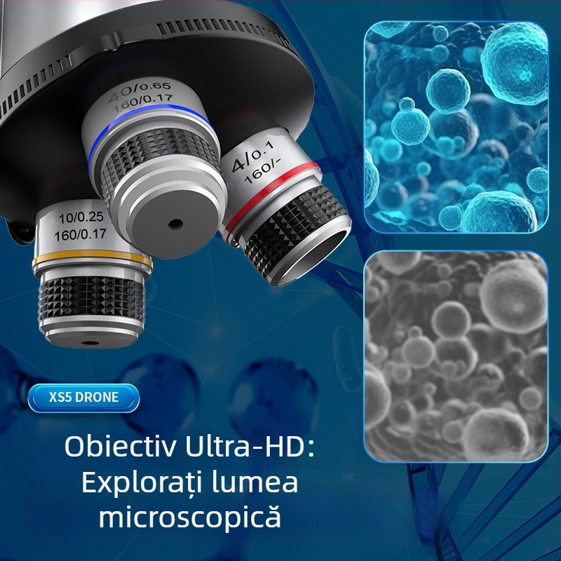 Microscop binoclu biologic pentru educație și cercetare, mărire 40–1600x