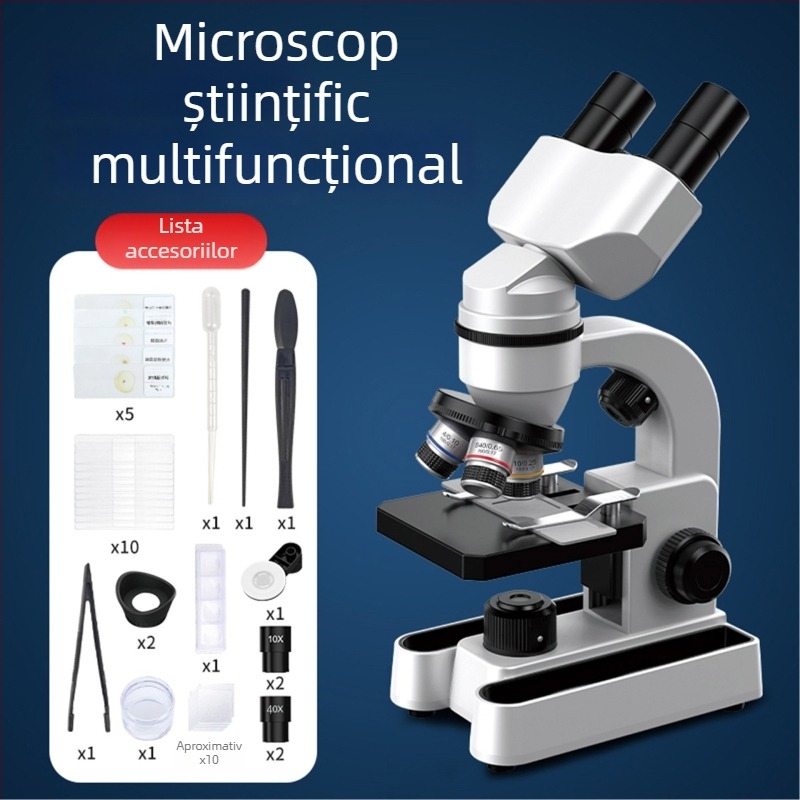 Microscop binoclu biologic pentru educație și cercetare, mărire 40–1600x