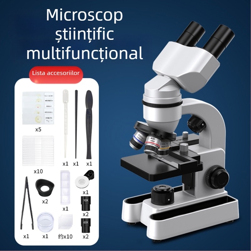 Microscop binoclu biologic pentru educație și cercetare, mărire 40–1600x