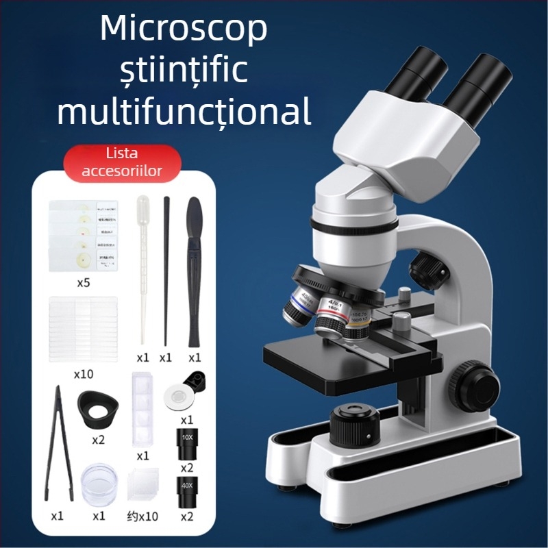 Microscop binoclu biologic pentru educație și cercetare, mărire 40–1600x