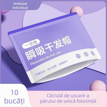 Căciulă de uscare a părului de unică folosință, foarte absorbantă și uscare rapidă, portabilă, ambalată individual — esențială pentru călătoriile de afaceri