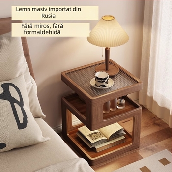 Noptieră din lemn masiv, stil modern minimalist, cu spațiu de depozitare pentru dormitor