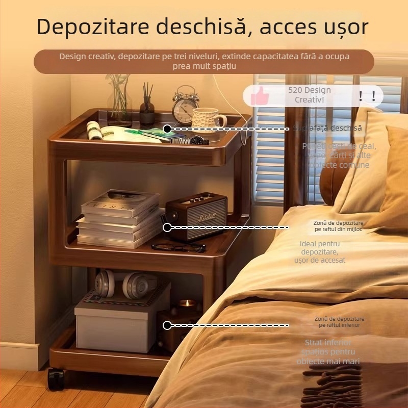 Noptieră pentru dormitor, mobilier mobil, soluție de depozitare compactă, lux lejer, masă laterală creativă și masă de cafea