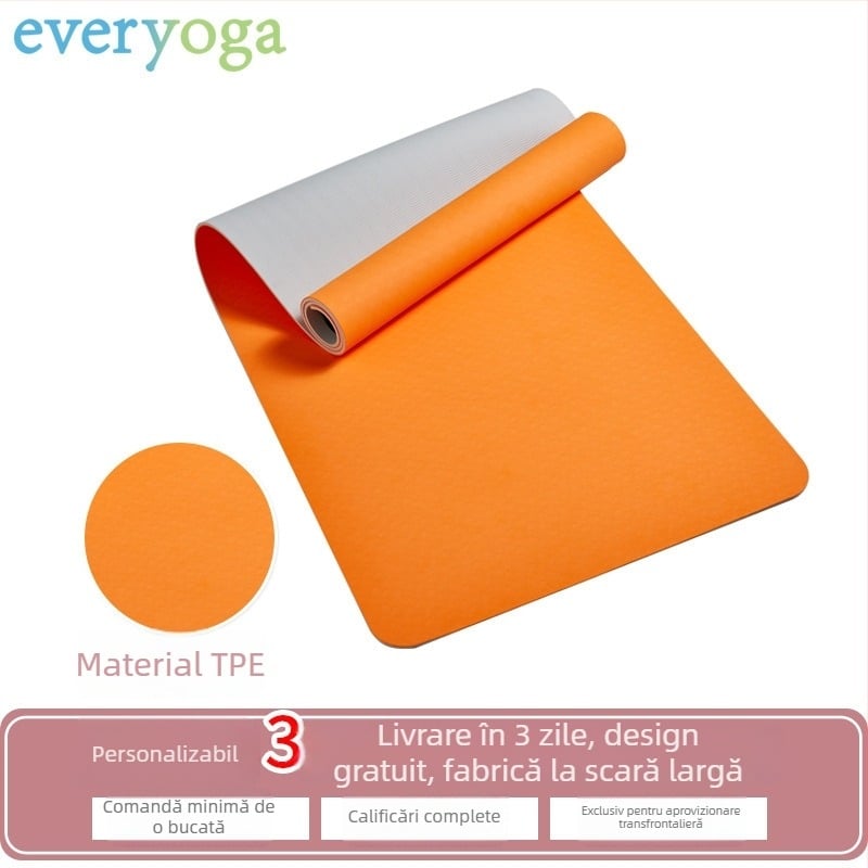 Covor de yoga TPE, 6 mm, 183×61 cm, antiderapant, lat pentru începători, utilizare acasă