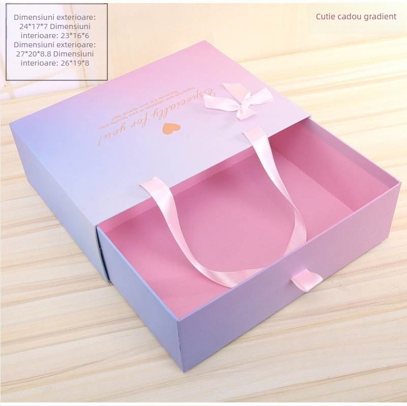 Cutie cadou cu sertar gradient – Cutie din carton pentru cadouri, Mărimi S/M/L