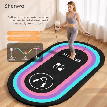 Covoraș gros amortizant pentru sărit cu coarda și yoga, covor oval pentru uz casnic, silențios, antiderapant, 80×120 cm, grosime 1,5 cm