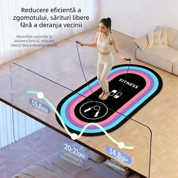 Covoraș gros amortizant pentru sărit cu coarda și yoga, covor oval pentru uz casnic, silențios, antiderapant, 80×120 cm, grosime 1,5 cm