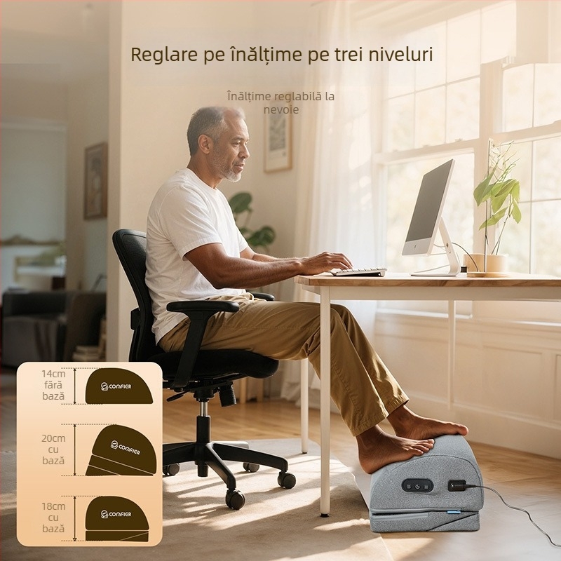 Pad de masaj pentru picioare personalizat cu încălzire, vibrații și masaj terapeutic, sub birou