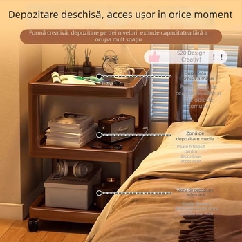 Noptieră din lemn masiv în stil chinezesc, cu spațiu de depozitare simplu – multifuncțională.