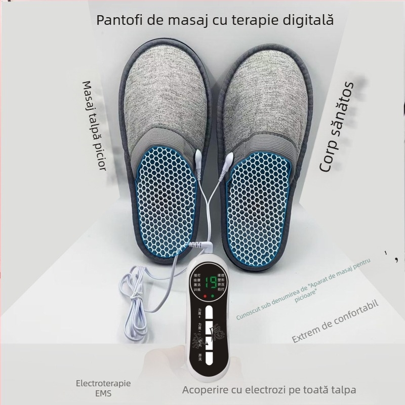 Papuci de masaj cu electroterapie EMS microcurent pentru masajul picioarelor, utilizare în interior, anti-alunecare