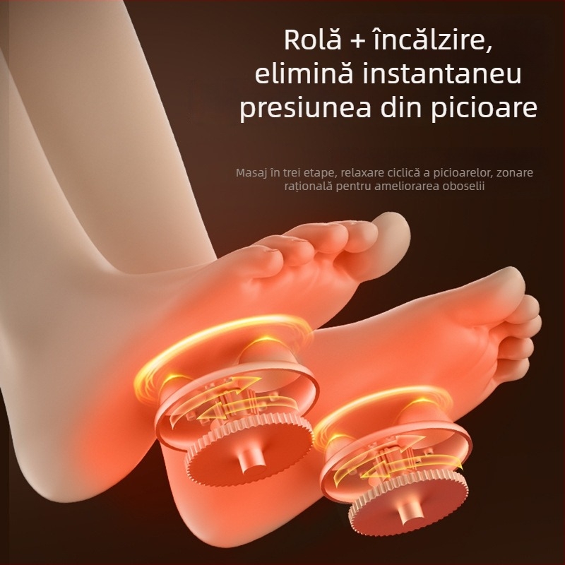 Masaj portabil pentru picioare cu vibrații, masaj cu role, airbag și încălzire