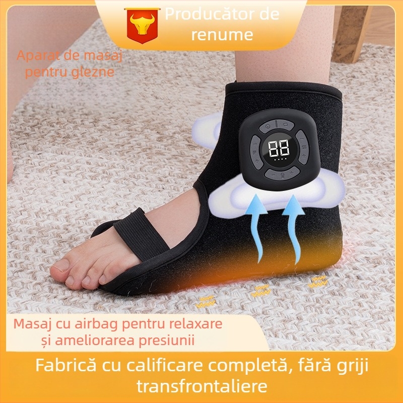 Masaj fără fir pentru talpă cu încălzire și vibrații, masaj multifuncțional pentru gleznă și talpă, cu camere de aer și compresie caldă