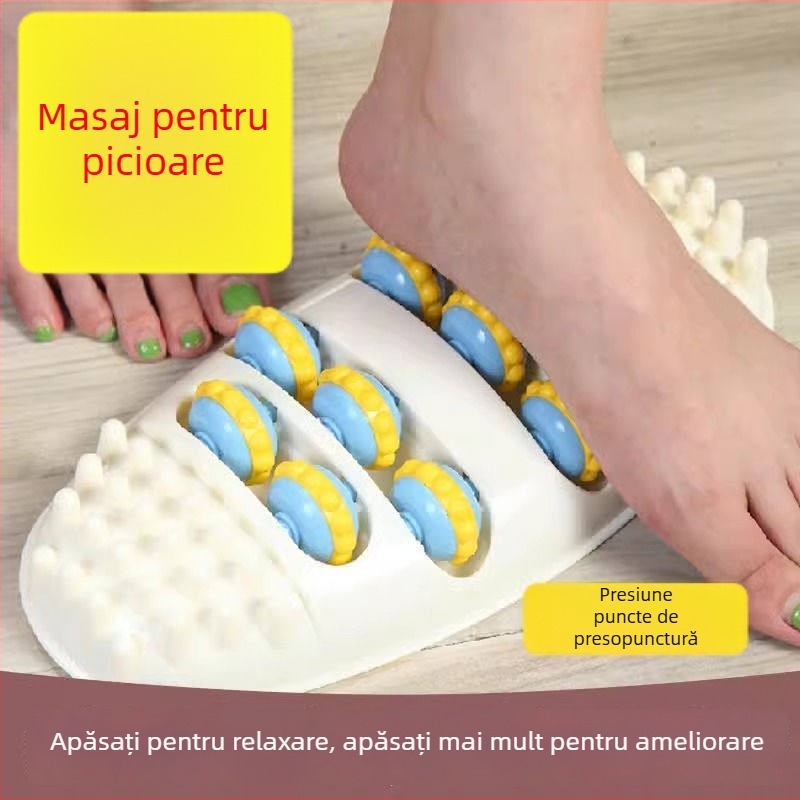 Masajer pentru talpă cu role pentru uz casnic, masaj prin presiune la puncte, dispozitiv de terapie cu bile rotative, curățarea meridianelor